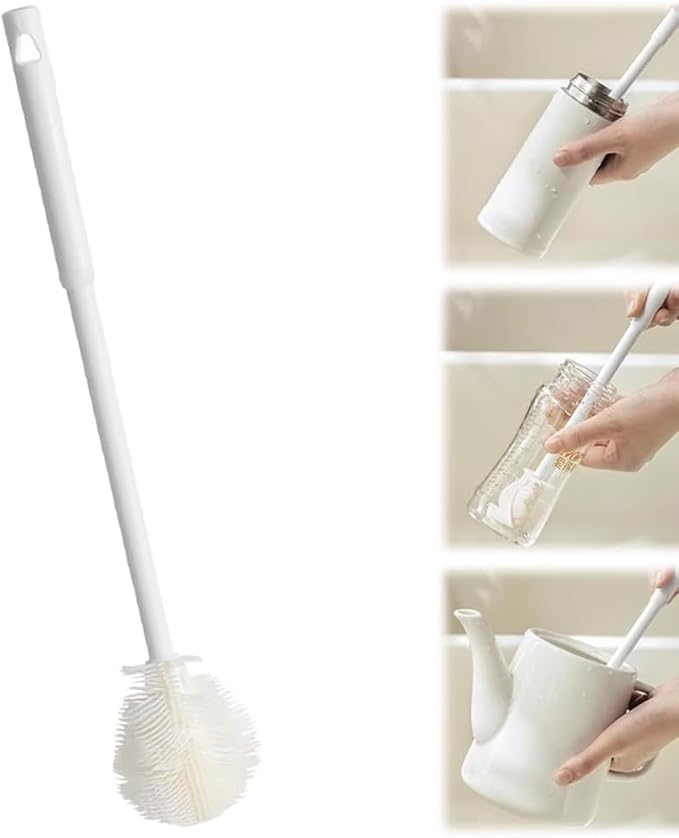360° Flexible Silicone Bottle Brush with Long Handle, Deep Cleaning Brush for Long Bottle, Narrow Neck Bottle, Water Bottles, Baby Bottles, Flasks (1PCS)