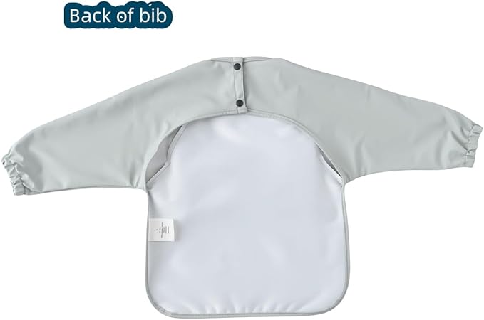 GZMM Waterproof Baby Bibs,Infant Toddler Long Sleeve Feeding Bib With Food Catcher,Wipe Clean & Washable