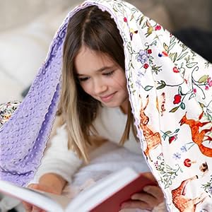 Toddler Blanket 50 x 60 Inch, Large Baby Blanket for Kids, Super Soft Warm Minky with Dotted Backing, Purple Animals