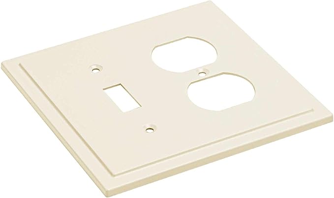 Henne Bery Modern Edge Decorative Wall Plate Switch Plate Outlet Cover, Durable Solid Zinc Alloy (Toggle/Duplex, Light Almond)