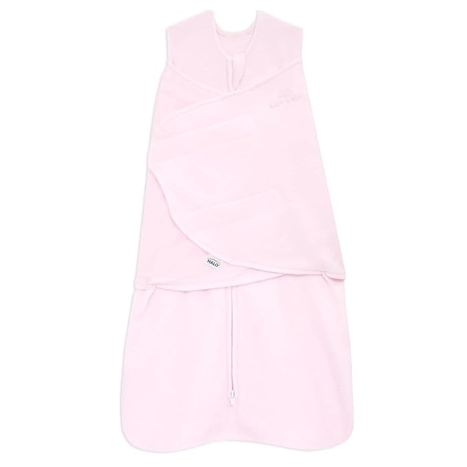 HALO Micro-Fleece Sleepsack Swaddle, 3-Way Adjustable Wearable Blanket, TOG 3.0, Soft Pink, Preemie