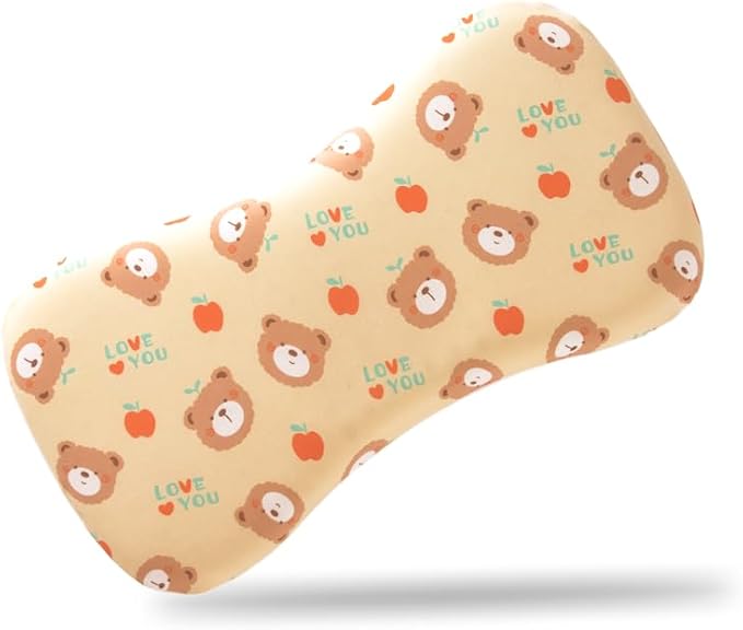 Soft Toddler Pillow– Breathable Small Pillow (20'' x 11.2'') with Removable Cover – Ideal for Travel & Nursery, Cuddly Bear Design – Perfect for Ages 2-4 Years