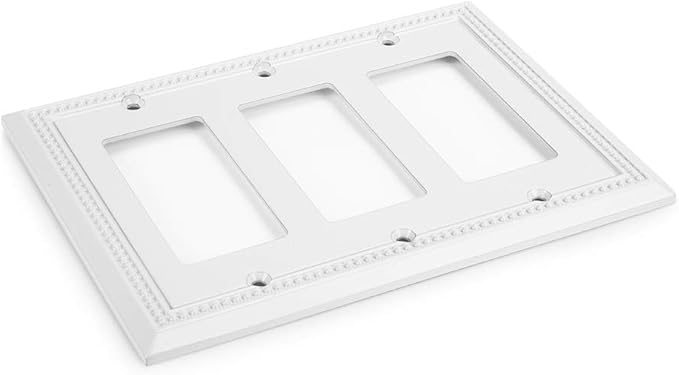 Henne Bery Sunken Pearls Heavy Duty Decorative Wall Plate Switch Plate Outlet Cover (Triple Decorator, White)