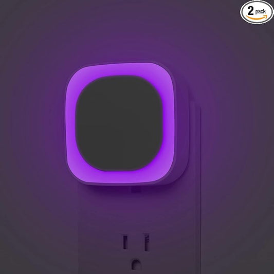 2 Pack Purple Night Light, Gentle Eye-Care with Dimmable Soft Glow & Indirect Reflection, Auto Dusk to Dawn Sensor, Plug in Nightlight for Meditation Corner, Creative Studio, Bedroom, Bathroom