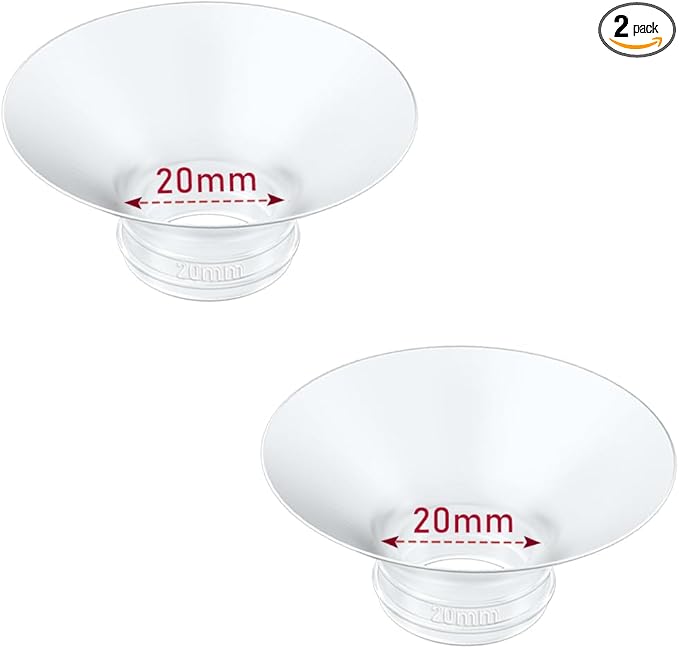 Flange Insert 2PCS 20mm Compatible with Momcozy M9/M6/M5/S12 Pro/V1 Pro/V2 pro, Spectra/Medela/Elvie/NCVI/TSRETE/eufy/Lansinoh/Paruu/MomMed Breast Pump 24mm Shields/Flanges (2pcs-20mm)