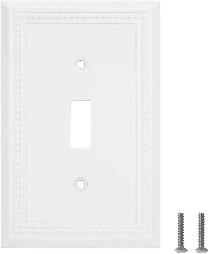 Henne Bery Sunken Pearls Heavy Duty Decorative Wall Plate Switch Plate Outlet Cover (Single Toggle, 2 Pack, White)