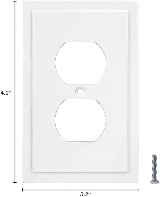 Modern Edge Decorative Wall Plate Switch Plate Outlet Cover, Durable Solid Zinc Alloy (Single Duplex 3PK, White)