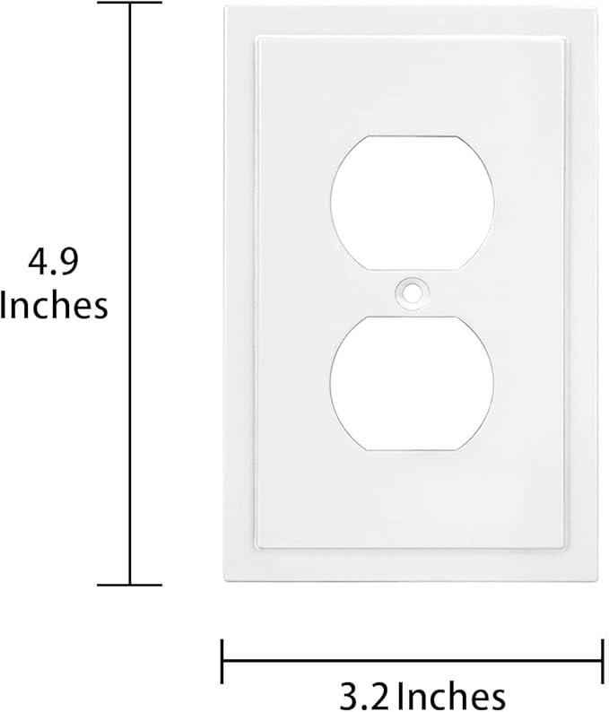 Henne Bery Modern Edge Decorative Wall Plate Switch Plate Outlet Cover, Durable Solid Zinc Alloy (Single Duplex 2PK, Pure White)