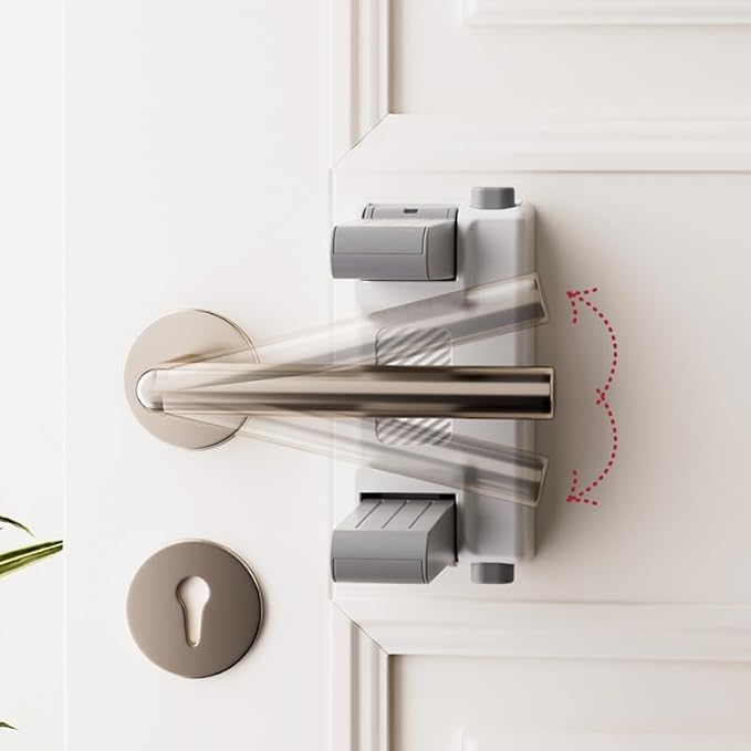 YEYA Upgrade Child Safety Door Handle Lock, White Universal Fit Lever Locks with 3M Adhesive, 2-Pack Toddler Proof Safety Locks for Indoor Doors, Easy Installation No Tools Required