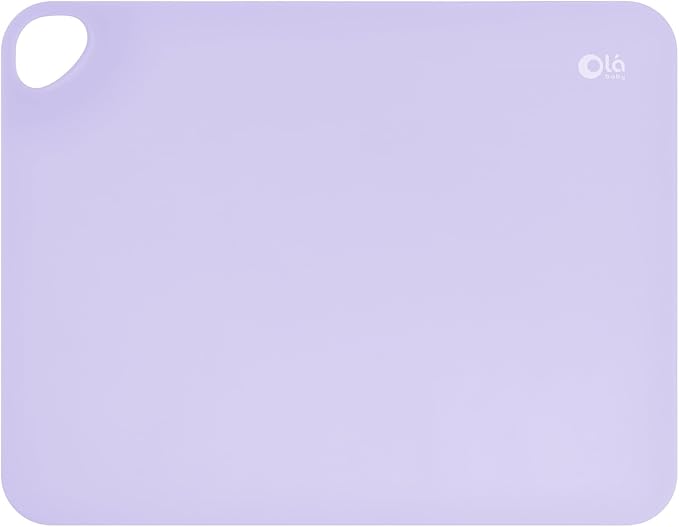 Olababy Fold N Go Silicone Placemat w Travel Case | Dishwasher Safe, BPA Free, Non-Slip, Waterproof | Mini Dining Mat for Infants, Babies, Toddlers and Kids (1, Lilac)