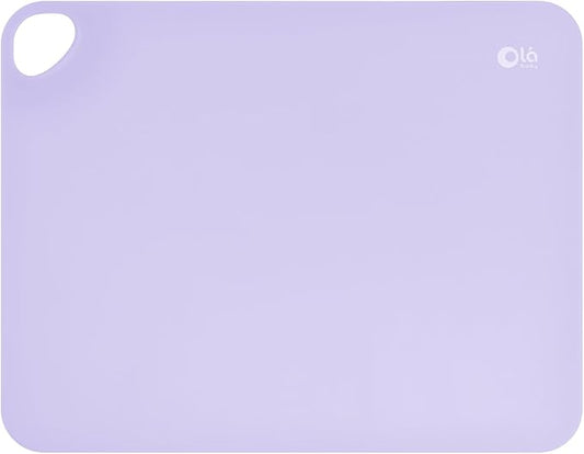 Olababy Fold N Go Silicone Placemat w Travel Case | Dishwasher Safe, BPA Free, Non-Slip, Waterproof | Mini Dining Mat for Infants, Babies, Toddlers and Kids (1, Lilac)