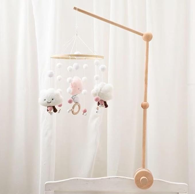 PandaEar Baby Crib Mobile Arm, Beech Wooden Mobile Holder with Anti-Slip Attachment, Baby Mobile Hanger for Crib Nursery Décor Accessories