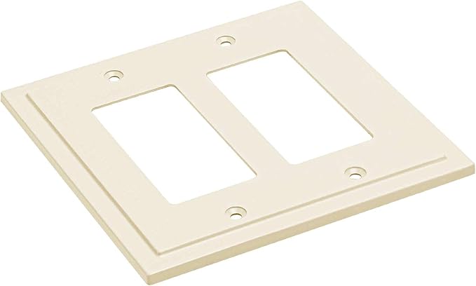 Henne Bery Modern Edge Decorative Wall Plate Switch Plate Outlet Cover, Durable Solid Zinc Alloy (Double Decorator, Light Almond)