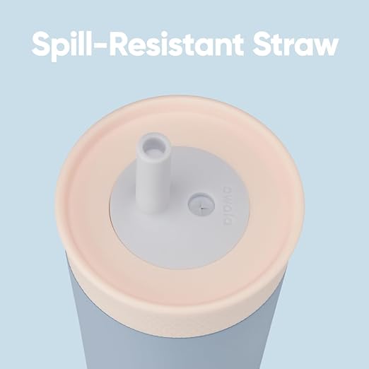 Owala Kids Insulation Stainless Steel Tumbler with Spill Resistant Flexible Straw, Easy to Clean, Kids Water Bottle, Great for Travel, Dishwasher Safe, 12 Oz, Tan and Blue (Seas the Day)