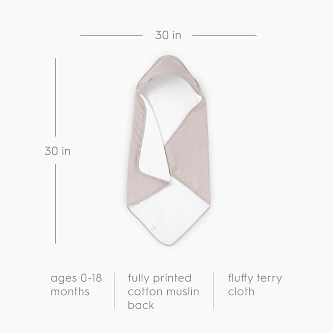 Little Unicorn Premium Infant Hooded Bath Towel| Soft & Absorbent Cotton & Terry Fabric for Newborns (Porpoise)