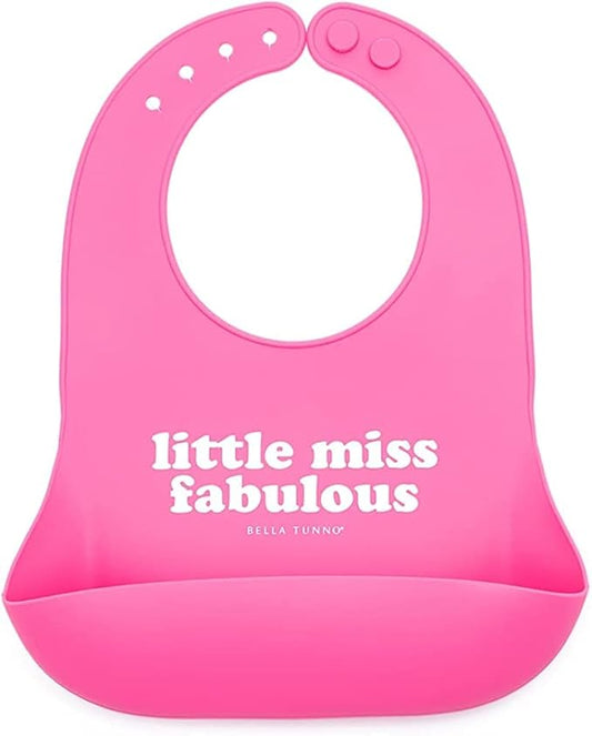 Baby Bib for Eating by Bella Tunno, Waterproof Silicone Bib with Large Food Catcher, Adjustable Fit for Babies 4-12 months & Toddlers 1-3 Years, Boys & Girls, Little Miss Fabulous