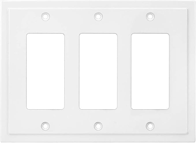 Modern Edge Decorative Wall Plate Switch Plate Outlet Cover, Durable Solid Zinc Alloy (Triple Decorator, White)