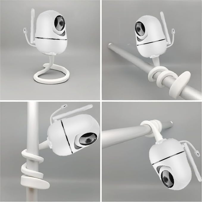 Baby Monitor Flexible Mount for HelloBaby HB65/HB6550/HB6558/HB66/ANMEATE SM935E/SM650|,No Tools, No Wall Damage, Portable with 360° Angle Adjustment (Twist)