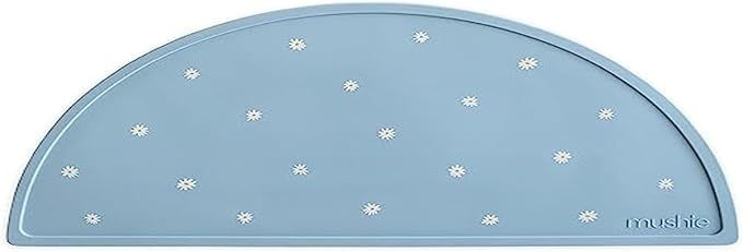 mushie Silicone Placemat for Kids | BPA-Free Non-Slip Design (White Daisy)