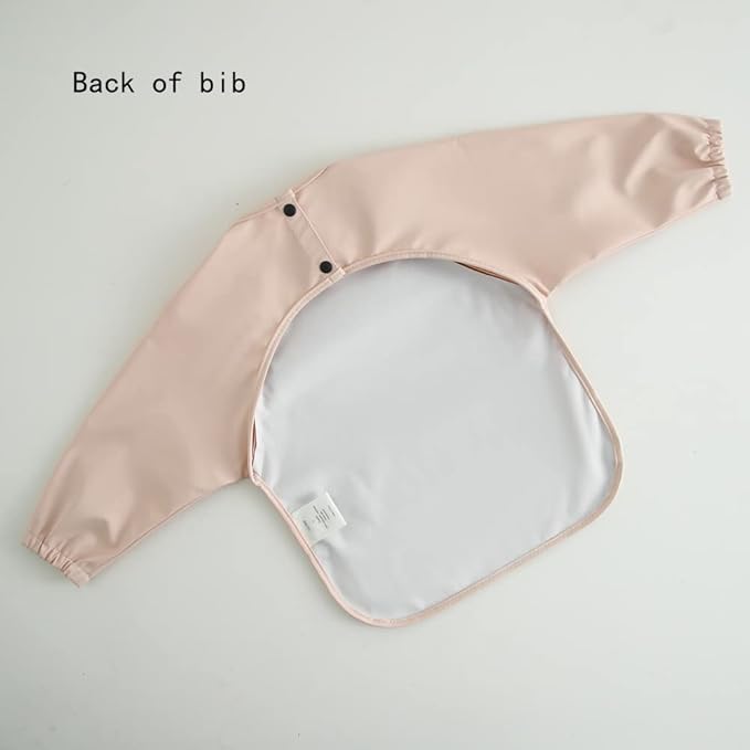 GZMM Waterproof Baby Bibs,Infant Toddler Long Sleeve Feeding Bib With Food Catcher,Wipe Clean & Washable