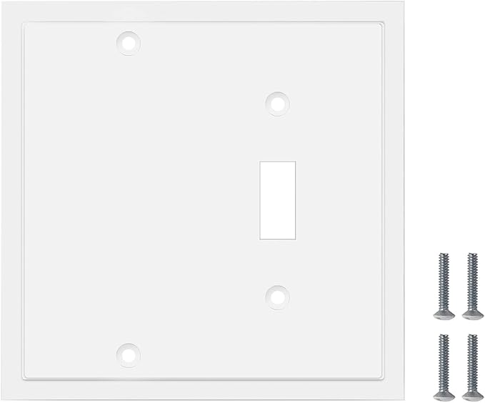 Modern Edge Decorative Wall Plate Switch Plate Outlet Cover, Durable Solid Zinc Alloy (Blank/Toggle, White)