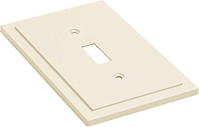 Henne Bery Modern Edge Decorative Wall Plate Switch Plate Outlet Cover, Durable Solid Zinc Alloy (Single Toggle 3PK, Light Almond)