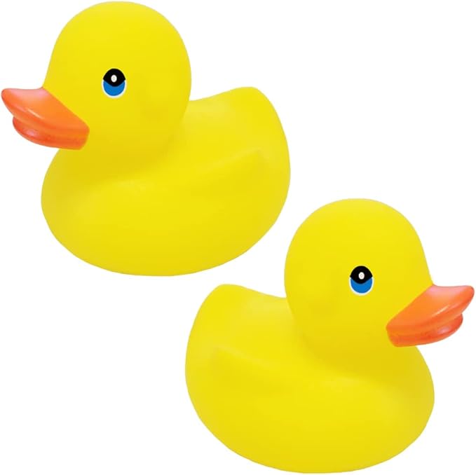 Yellow Rubber Duck Toy Duckies for Kids, Bath Birthday Gifts Baby Showers Classroom Incentives, Summer Beach and Pool Activity, 3" Inch (2-Pack)
