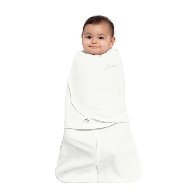 HALO Micro-Fleece Sleepsack Swaddle, 3-Way Adjustable Swaddle Blanket for Newborn and Infants, TOG 3.0 for Cold Climates, Hip Healthy, Cream, Small, 3-6 Months