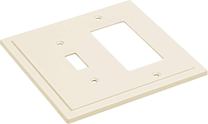 Henne Bery Modern Edge Decorative Wall Plate Switch Plate Outlet Cover, Durable Solid Zinc Alloy (Toggle/Decorator, Light Almond)