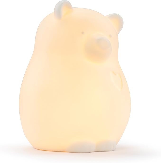 DEMDACO Nighty Night LED 5.5 x 4 Inch Quality Dolomite Illuminated Nursery Bedroom Nightlight Figurine, Classic White, Bear