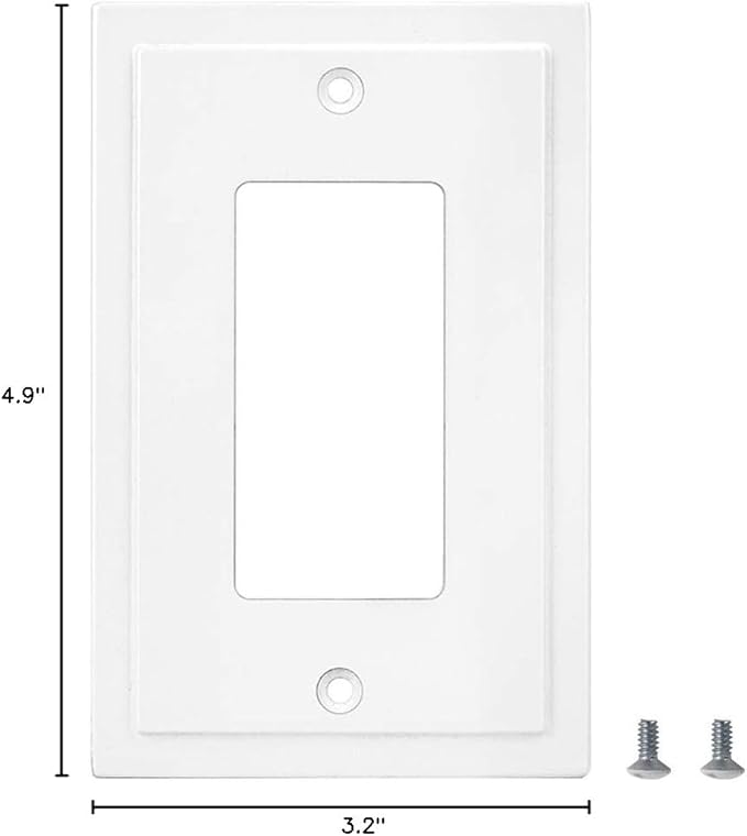 Modern Edge Decorative Wall Plate Switch Plate Outlet Cover, Durable Solid Zinc Alloy (Single Decorator 3PK, White)