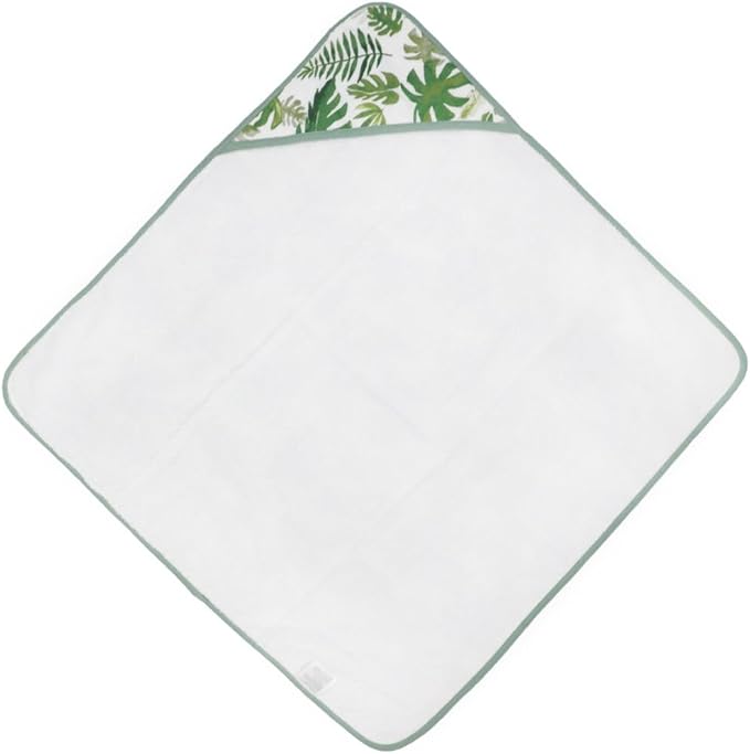 Little Unicorn Premium Infant Hooded Bath Towel| Soft & Absorbent Cotton & Terry Fabric for Newborns (Tropical Leaf)