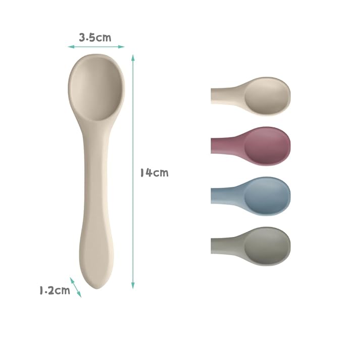 Vicloon Silicone Baby Feeding Spoons, 4 PCS First Stage Feeding Spoons for Infants, Baby Led Weaning Feeding Supplies Training Spoon, Toddler Utensils, Ultra-Durable & Chewproof, Dishwasher Safe