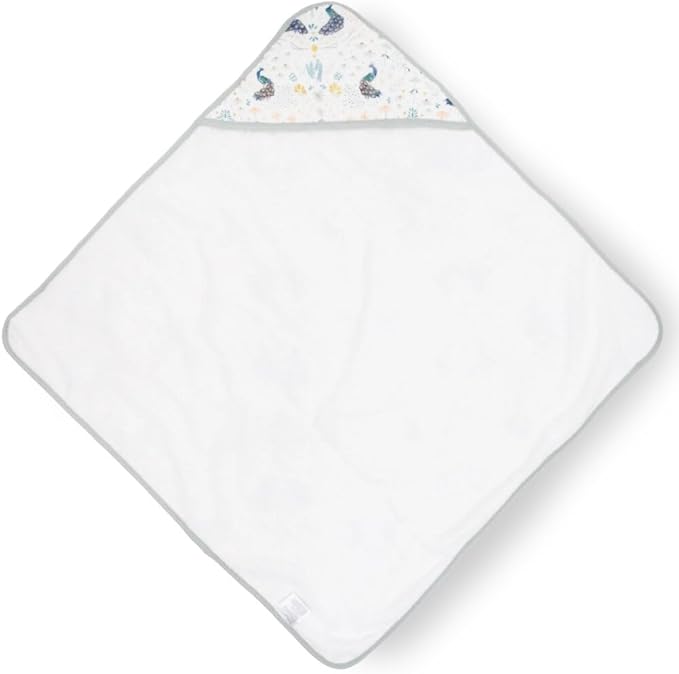 Little Unicorn Premium Infant Hooded Bath Towel| Soft & Absorbent Cotton & Terry Fabric for Newborns (Peacock)
