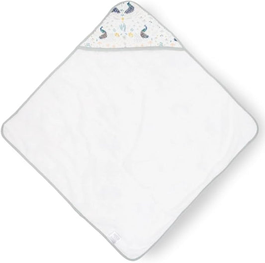 Little Unicorn Premium Infant Hooded Bath Towel| Soft & Absorbent Cotton & Terry Fabric for Newborns (Peacock)