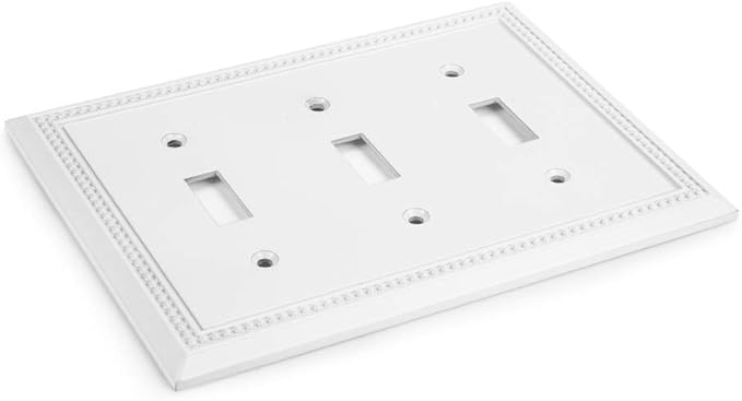 Henne Bery Sunken Pearls Heavy Duty Decorative Wall Plate Switch Plate Outlet Cover (Triple Toggle, White)
