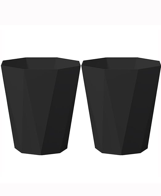 2 Pack Small Trash Can 1.8 Gallon Waste Basket Bathroom Garbage Bin for Dorms Toilets Bedrooms kitchends Offices,Black