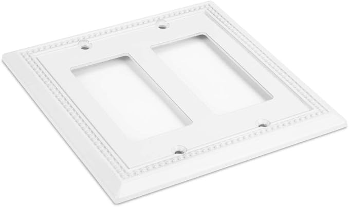 Henne Bery Sunken Pearls Heavy Duty Decorative Wall Plate Switch Plate Outlet Cover (Double Decorator, White)