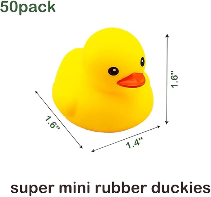 Kids Bath Duck Toys 50 PCS Mini Rubber Ducks Squeak and Float Duckies Baby Shower Toy Party Decoration for Toddlers Boys Girls (1.6’’)
