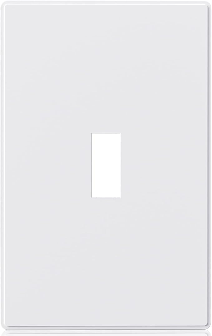 ELEGRP 1-Gang Screwless Toggle Switch Wall Plates, Mid-Size Unbreakable Thermoplastic Faceplate Cover for Wall Switch & Toggle Dimmer Switch, UL Listed (1 Pack, Matte White)