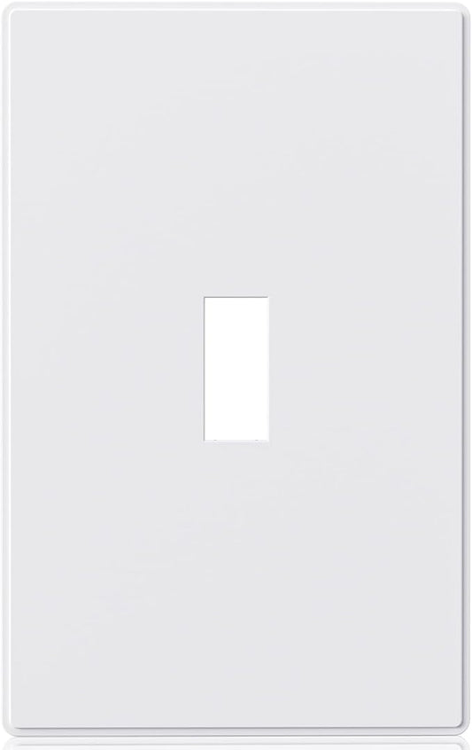 ELEGRP 1-Gang Screwless Toggle Switch Wall Plates, Mid-Size Unbreakable Thermoplastic Faceplate Cover for Wall Switch & Toggle Dimmer Switch, UL Listed (1 Pack, Matte White)