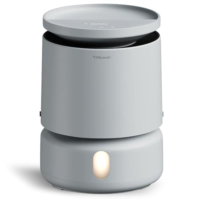 BLUEAIR Room Humidifier - DreamWell - 48Hr Top-Fill Mist-Free InvisibleMist Technology Aroma Stone for Essential Oils and Soothing Mood Lighting - Quiet Operation for Bedroom and Home Use, Grey