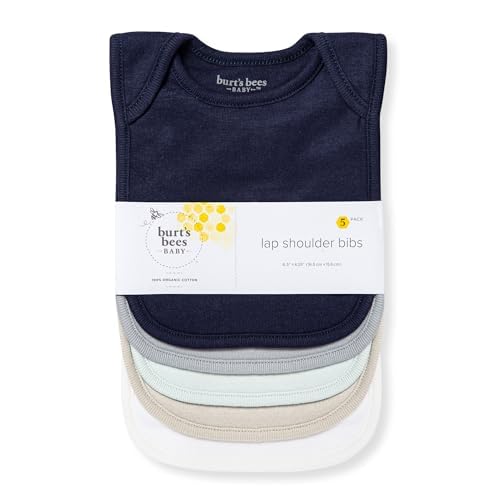 Burt's Bees Baby Organic Baby Bibs – 100% Cotton Newborn Infant Bibs for Baby Boys & Girls