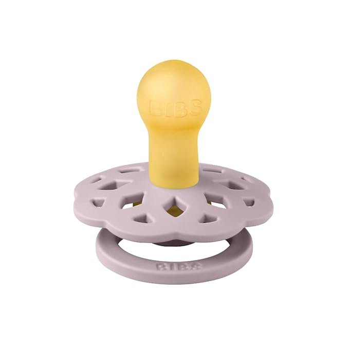 BIBS Pacifiers - Boheme Collection | BPA-Free Baby Pacifier | Made in Denmark | Set of 2 Blossom/Dusky Lilac Color Premium Soothers | Size 0-6 Months