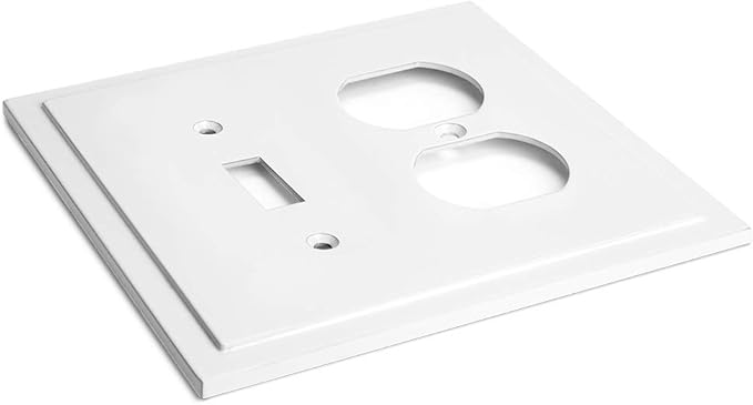 Modern Edge Decorative Wall Plate Switch Plate Outlet Cover, Durable Solid Zinc Alloy (Toggle/Duplex, White)