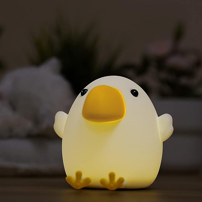 Cute Silicone Bird Night Light, Animal Nursery Lamp, Squishy LED Night Light for Bedroom, Kawaii Room Decor NightLight, Rechargeable Bedside Silicone Lamp, Ideal Gift (Bird)