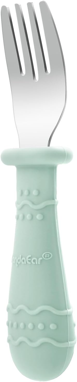 PandaEar Baby Feeding Set| 2 Pack Silicone Divided Suction Plate, 2 Set Toddler Spoons & Forks| Baby Led Weaning Supplies Self Feeding Eating Utensils