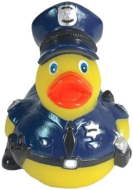 3" Police Rubber Duck [Sealed Hole, Floats Upright] - Baby Safe Bathtub Bathing Toy