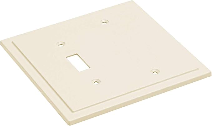 Henne Bery Modern Edge Decorative Wall Plate Switch Plate Outlet Cover, Durable Solid Zinc Alloy (Blank/Toggle, Light Almond)