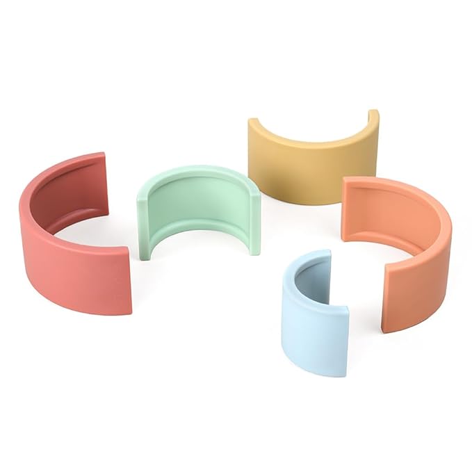 Itzy Ritzy Rainbow Stacker Toy - Includes 5 Arches for Stacking; Helps Develop Hand-Eye Coordination; Rainbow